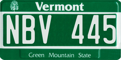 VT license plate NBV445