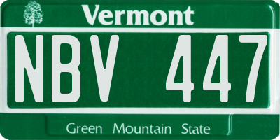 VT license plate NBV447