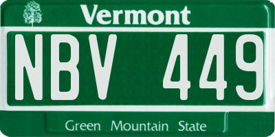 VT license plate NBV449
