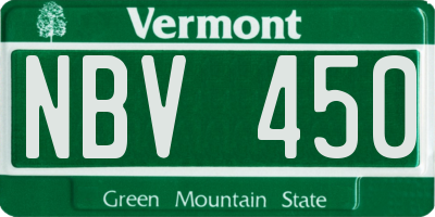 VT license plate NBV450
