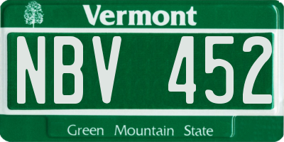 VT license plate NBV452