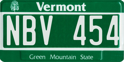 VT license plate NBV454