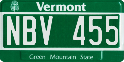 VT license plate NBV455