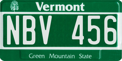 VT license plate NBV456
