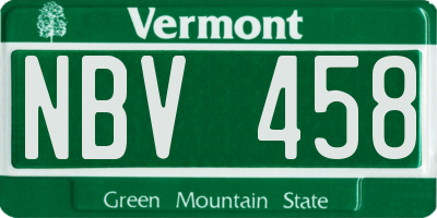 VT license plate NBV458