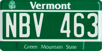 VT license plate NBV463