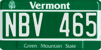 VT license plate NBV465