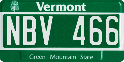 VT license plate NBV466