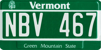 VT license plate NBV467