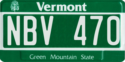 VT license plate NBV470