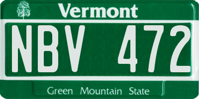 VT license plate NBV472