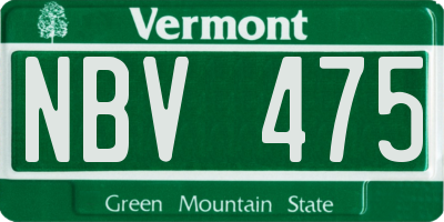 VT license plate NBV475