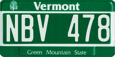 VT license plate NBV478