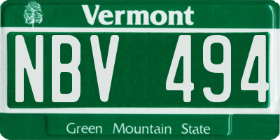 VT license plate NBV494