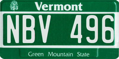 VT license plate NBV496