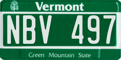 VT license plate NBV497