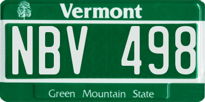 VT license plate NBV498