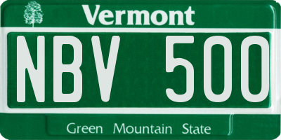 VT license plate NBV500