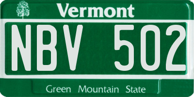 VT license plate NBV502