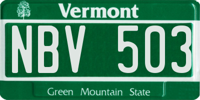VT license plate NBV503