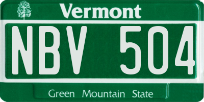 VT license plate NBV504