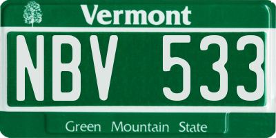 VT license plate NBV533