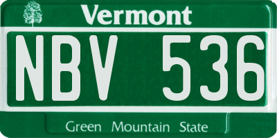 VT license plate NBV536