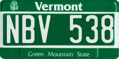 VT license plate NBV538