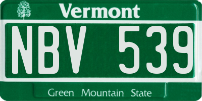 VT license plate NBV539