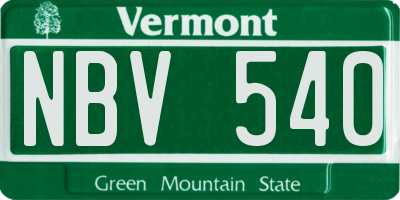 VT license plate NBV540