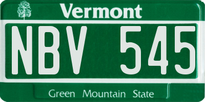 VT license plate NBV545