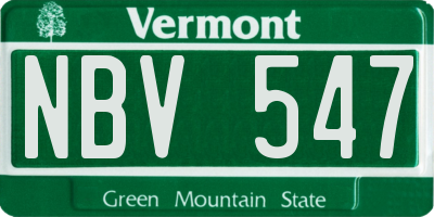 VT license plate NBV547