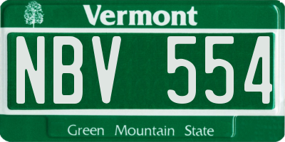 VT license plate NBV554