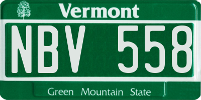 VT license plate NBV558