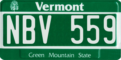 VT license plate NBV559