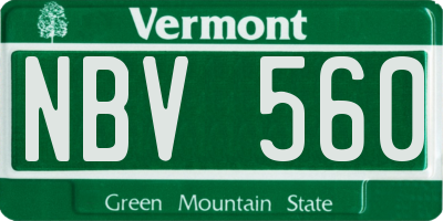 VT license plate NBV560