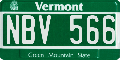 VT license plate NBV566