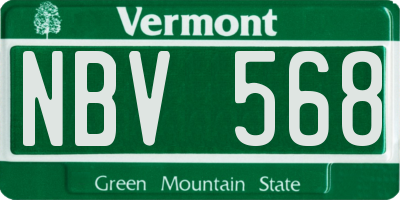 VT license plate NBV568