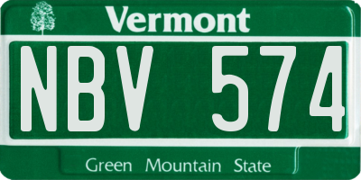 VT license plate NBV574