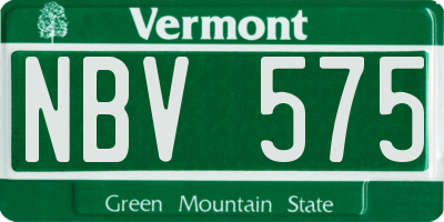 VT license plate NBV575