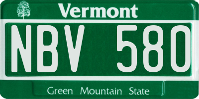 VT license plate NBV580