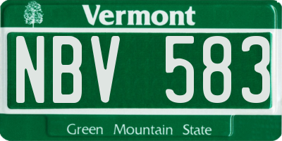 VT license plate NBV583