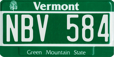VT license plate NBV584
