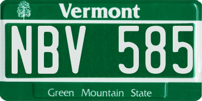 VT license plate NBV585