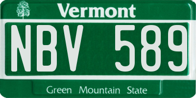VT license plate NBV589