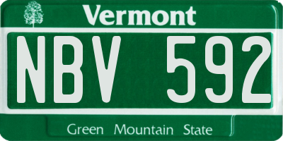 VT license plate NBV592