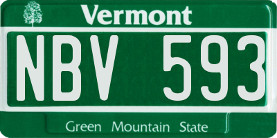 VT license plate NBV593