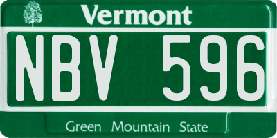 VT license plate NBV596