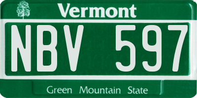 VT license plate NBV597