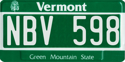 VT license plate NBV598